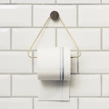 

Nordic style simple triangle paper towel rack kitchen bathroom brass roll paper holder