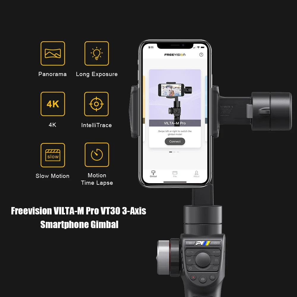 Freevision VILTA-M Pro VT30 3-осевой портативный смартфон Gimbal мини штатив-Трипод Беспроводной зарядки для iPhone huawei смартфона Xiaomi