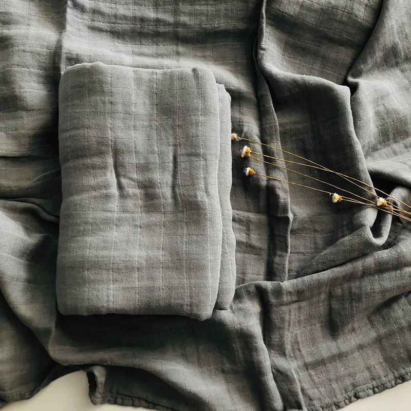 Swaddle Blankets Bath-Towel Diaperbamboo Newborn Baby Cotton Grey Multifunctions