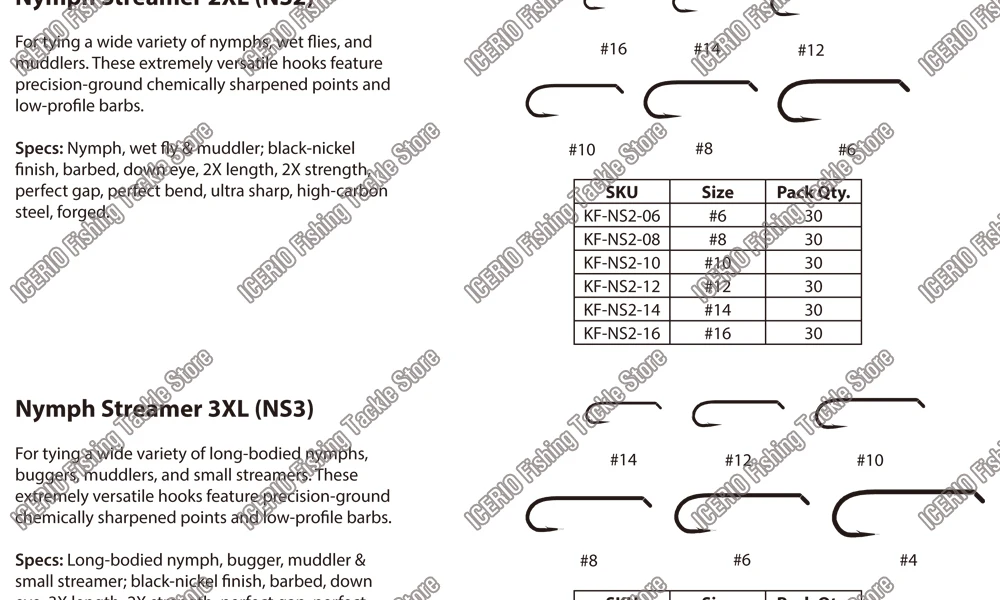 ICERIO, 30 шт., для соревнований, для ловли нахлыстом, Стандартный, для завязывания мух, крючок для сухой, влажной Нимфы, ширмп, Caddis, стример, форель, муха, крючок