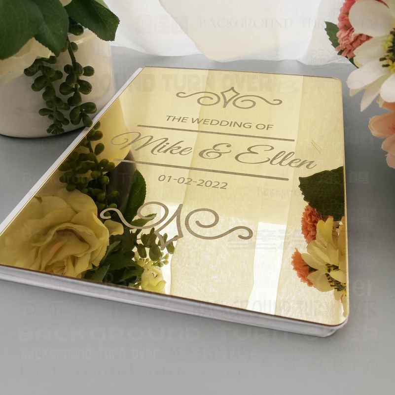 Wedding Personalized Guest Book Guestbook Names Date Engrave Carve Mirror Blank Favor Gifts Photo G028