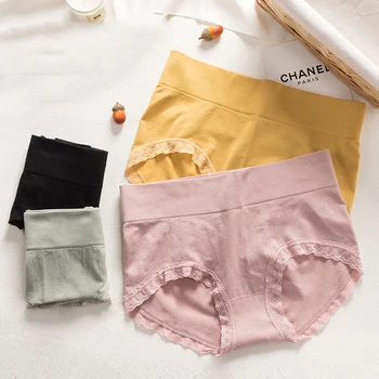 

Roseheart Women Fashion Yellow Pink Green Sexy Cotton Mid Waist Panties Lace Underwear Lingerie Women Briefs Underpants M L XL