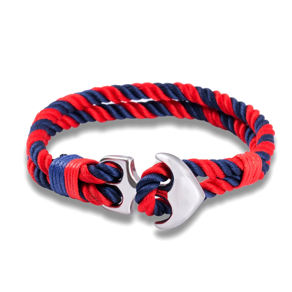 Bracelet Jewelry Stainless Steel Anchor Bracelets Men Nautical Survival Rope Chain Paracord Bracelet Male Wrap Metal Sport Hooks Eif Dock