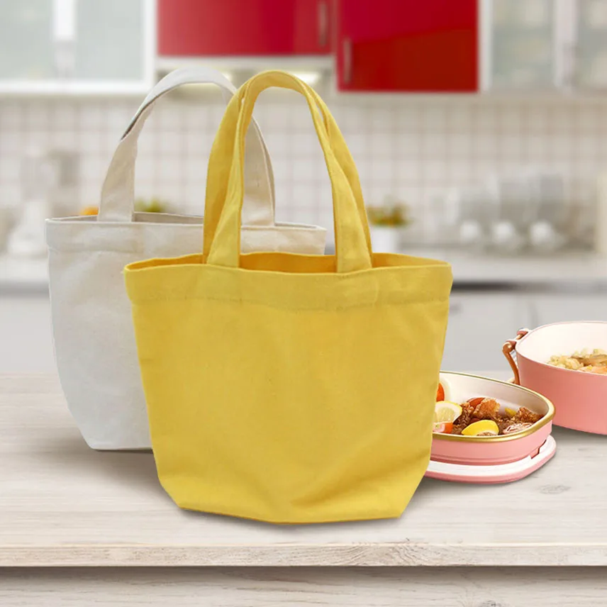 Canvas Bags Canvas Bag Tote Bags Simple Canvas Bag Women Shoulder Bags Foldable Picnic Pouch Small Tote Large Capacity Student Lunch Box