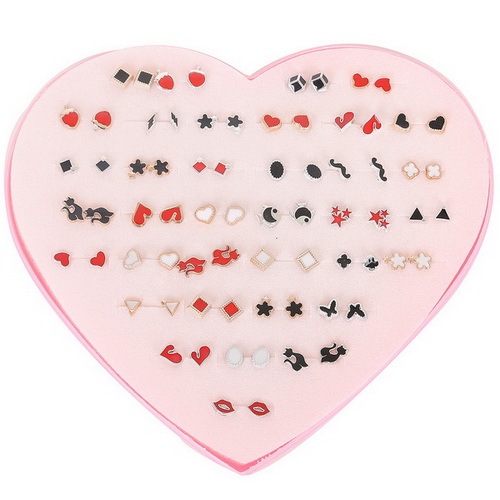 Multi-style Colorful Animal Heart Star Moon Geometric Crystal plastic Stud Earring Set For Women Girls Jewelry Gifts
