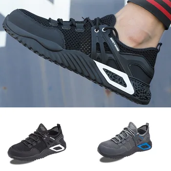 

Manlegu Air Mesh Steel Toe Work Shoes Breathable Working Shoes Man Safety Lightweight Puncture-Proof Safety Boots Dropshipping