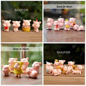 

BAIUFOR Miniatures Cartoon cute Pig set for DIY Fairy Garden Decor Terrarium Figurines Car Accessories Key chain Children Toy