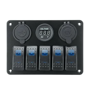 

12V/24V Switch Panel 10/20A Accessory Replacement Car Boat Marine RV 5 Gang