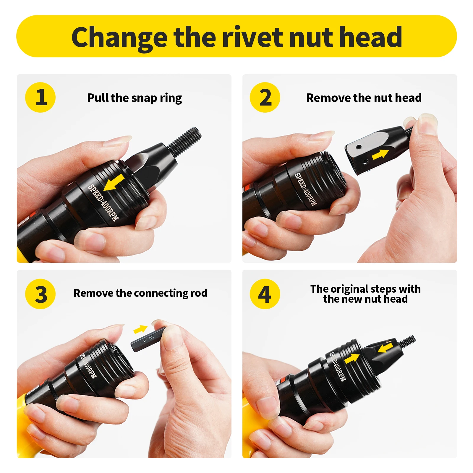 Rivet Gun Rivet Gun Set Rivet Nut Tool Pneumatic Rivet Nut Gun Insert Threaded Pull Setter Riveters Riveting Nuts Rivnut Tool for M3 M4 M5 M6 M8 M10 M12