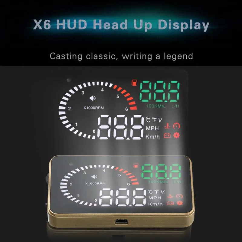 Авто HUD X6 HUD Дисплей 3 ''экран OBD II интерфейс автомобиля HUD скорость автомобиля электронный Автомобильный дисплей скорость метр Hud Дисплей