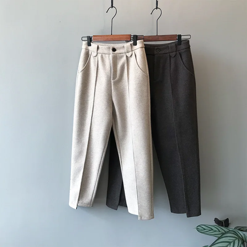 Mooirue зима осень Pantalon женские Harajuku Ol шерстяные Haren Высокая талия редис Высокая талия Женские панталоны низ