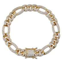 10 мм коробка замок браслет мужские хип хоп горный хрусталь раппер браслет ювелирные изделия