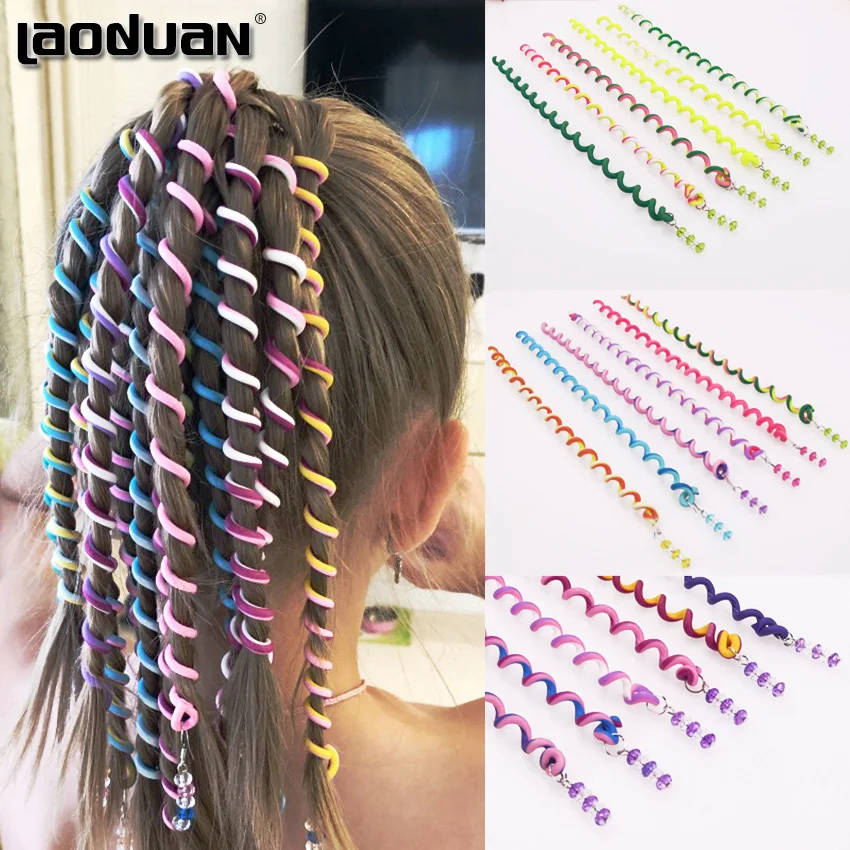 6PCS/lot Rainbow Color Headband Cute Girls Hair Band Crystal Long Elastic Hair Bands Headwear Hair Accessories Random Color
