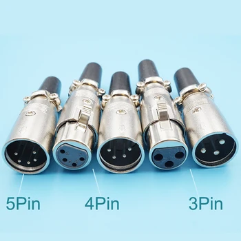 

50pcs Japan Style Xlr Audio Microphone Connector 3Pin 4Pin 5Pin Cannon Female/Male Plug Jack Xlr Connector Balance Socket Silver