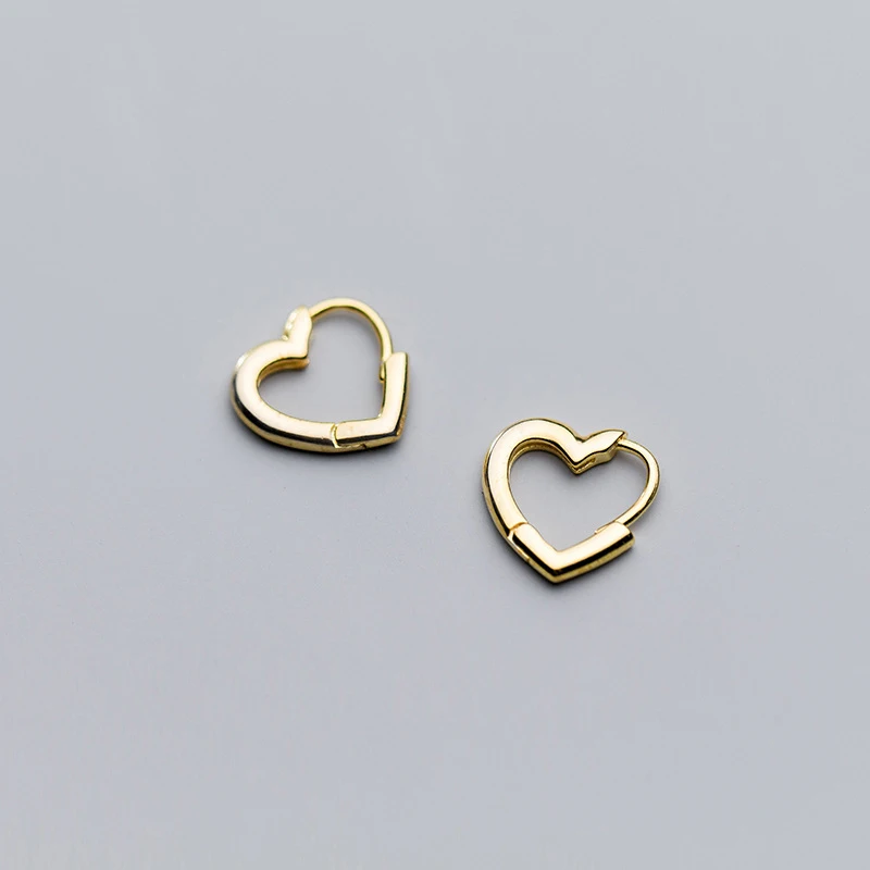 

MloveAcc 925 Sterling Silver Heart Hoop Earring Golden Heart Earring Bridesmaid Earring Ear Buckle Wholesale Price