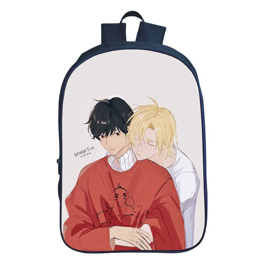New Banana fish backpack boys girls bag Double-layer backpack teen schoolbag Unisex rucksack mochila. Support custom logo