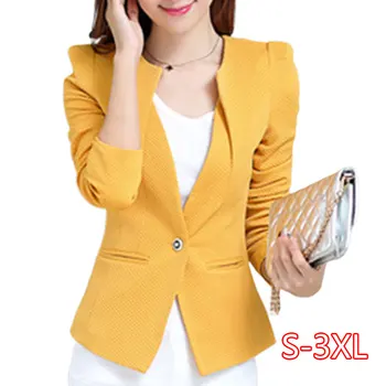 

Spring Women Slim Blazer Coat Plus Size Casual Jacket Long Sleeve One Button Suit Office Lady Blazers Work Wear Top Fashion