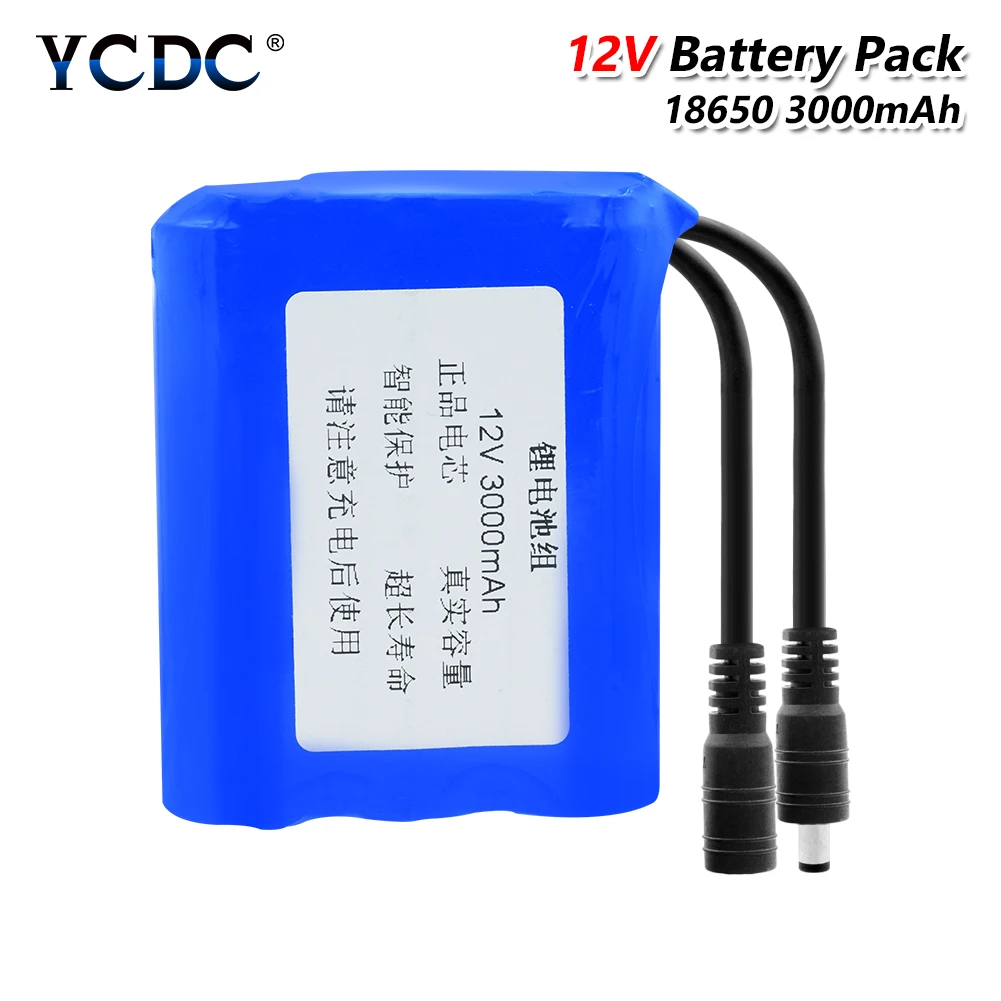 12v литий-ионный аккумулятор для 18650 Батарея пакет 3000/6000/9000 мАч с XH 2,54 мм/DC 5,5x2,1 мм разъем для пылесоса светодиодный светильник - Цвет: 3000mAh DC 5.5x2.1mm