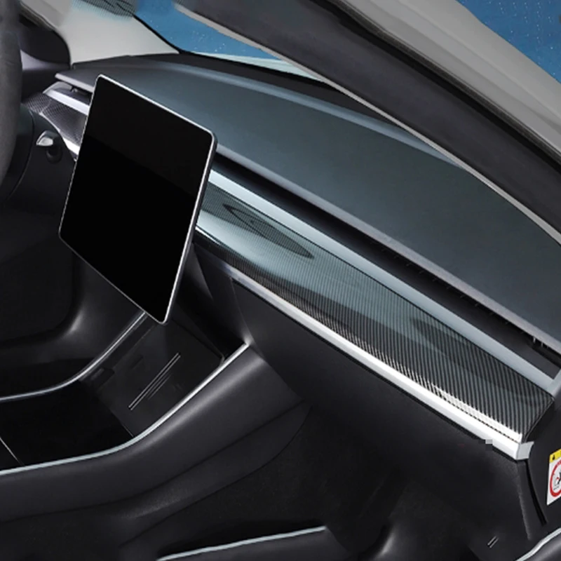 Black Подходит для Tesla model3 аксессуары Передняя приборная панель накладка воздушный выход углеродного волокна патч украшение - Название цвета: Black