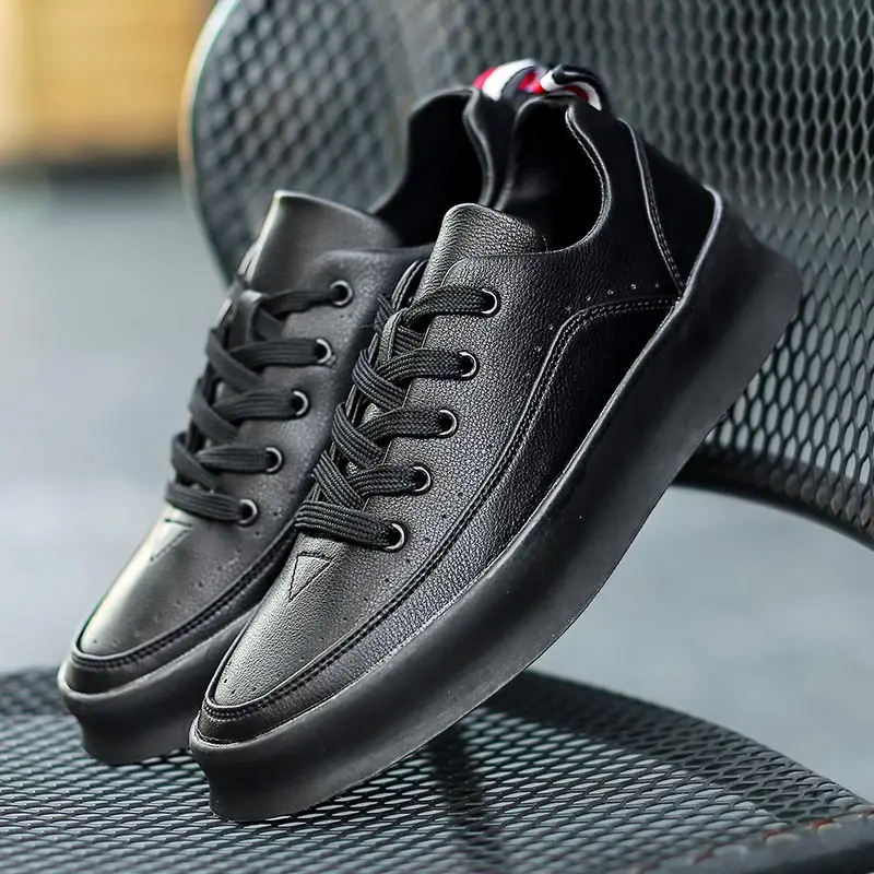 all-black Мужская Спортивная обувь из искусственной кожи; мужские кроссовки спортивные кроссовки для занятий спортом; мужские кроссовки для бега; белые спортивные кроссовки для тренировок; A-350 - Цвет: all-black