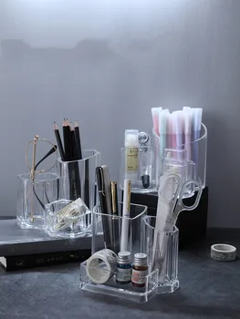 

Transparent acrylic makeup brush eyebrow brush paint container bucket pen container desktop organize cosmetics storage box