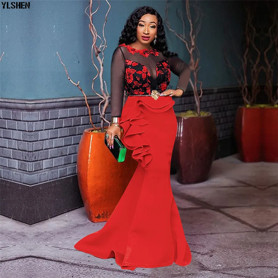 5 Colors African Dresses for Women Long Maxi Dress African Clothes Fashion Style Print Evening Dress Robe Africaine Femme 2019 18