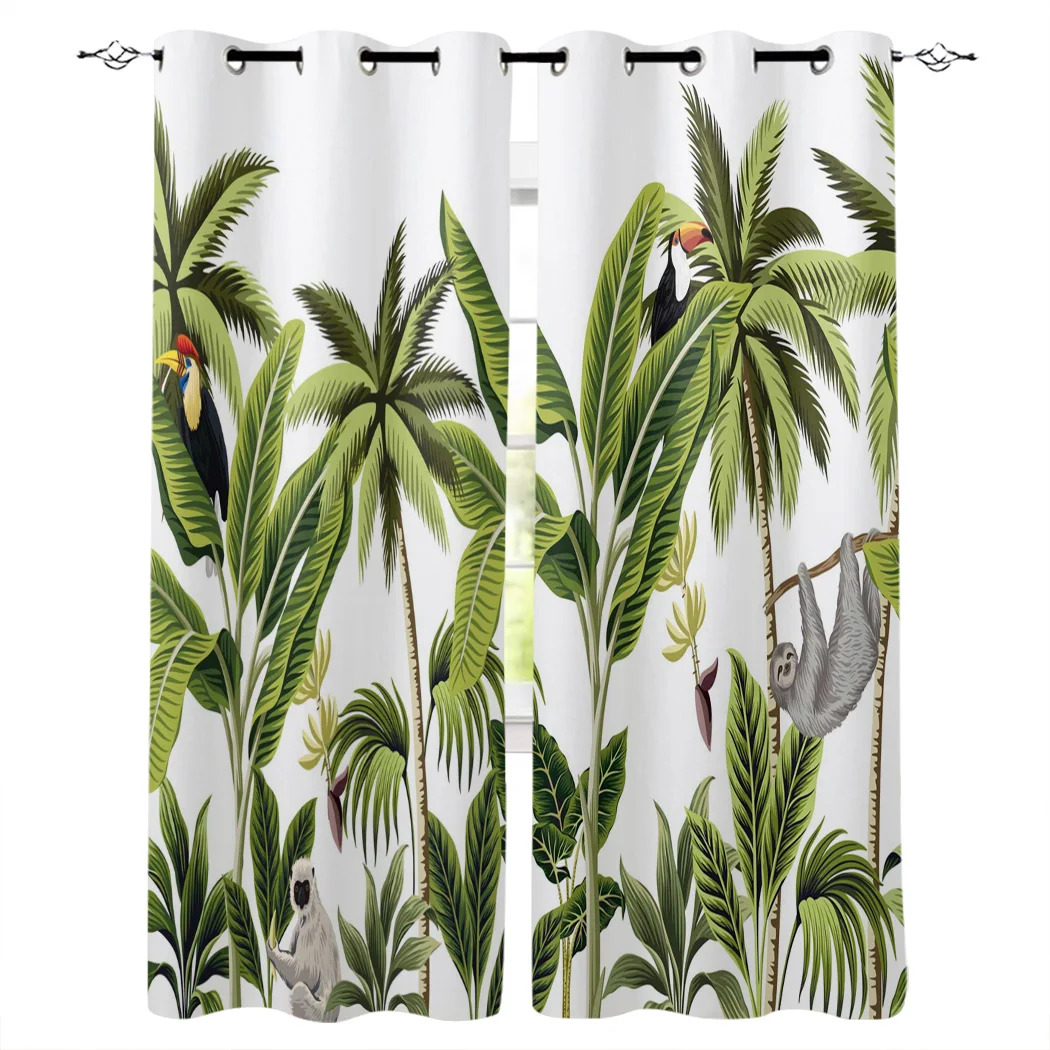 Занавески на окна с рисунком бананового дерева занавески из полиэстера для