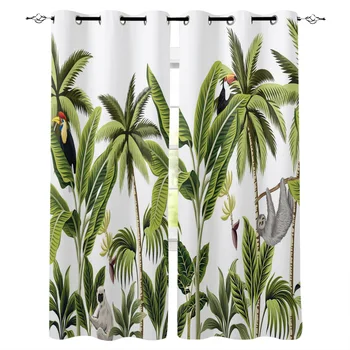 

Banana Tree Pattern Window Curtains Polyester Fabric Living Room Curtain Home Decor