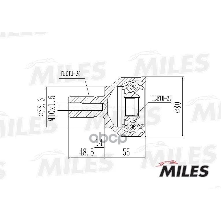 Шрус Mazda 3 I 1.3-2.0 03-09 Нар. Miles Ga20208 Miles арт. GA20208