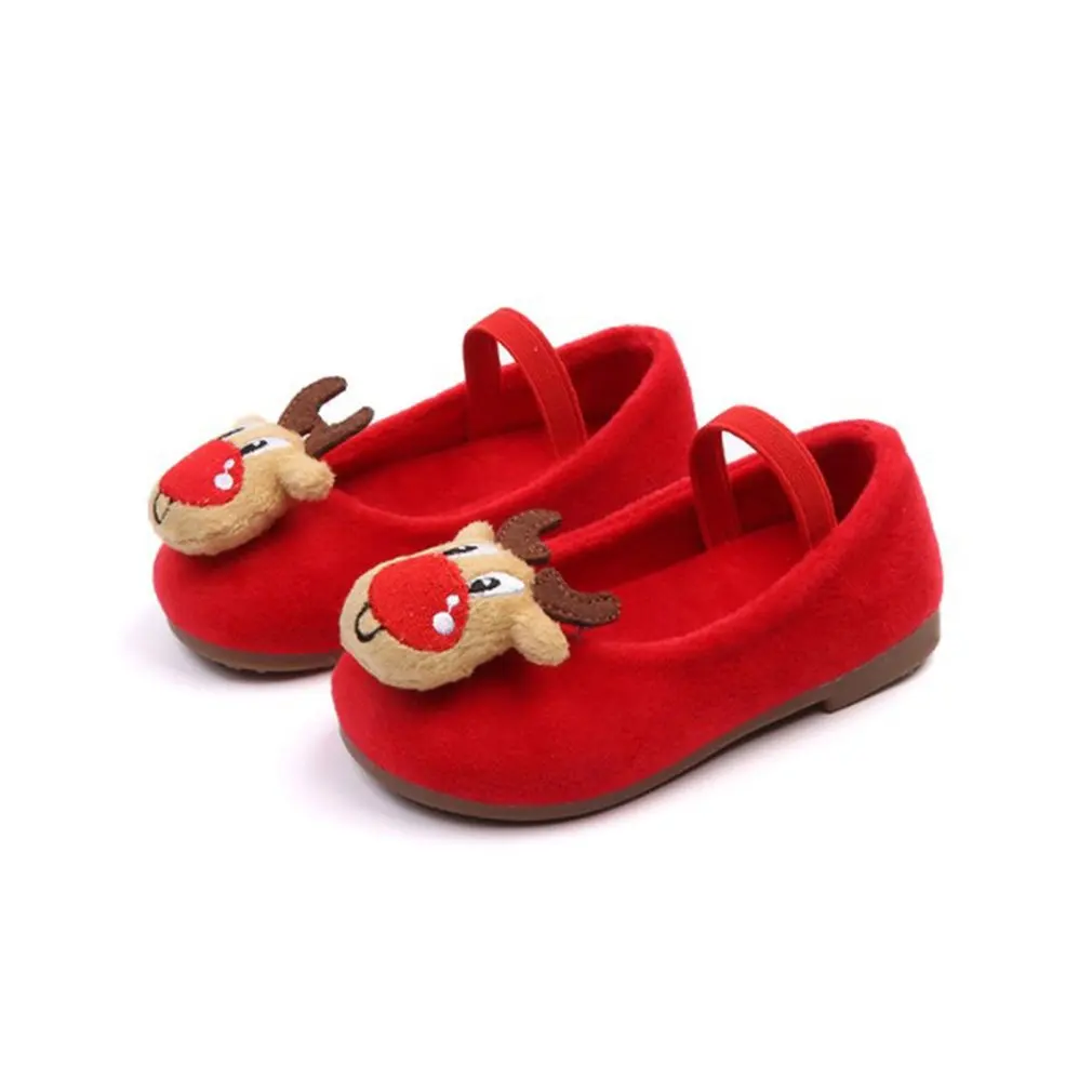 2018 Winter Children princess shoes Christmas elk velvet bean shoes antiskid kids Girl single shoes For 1-6Y toddlers girls New