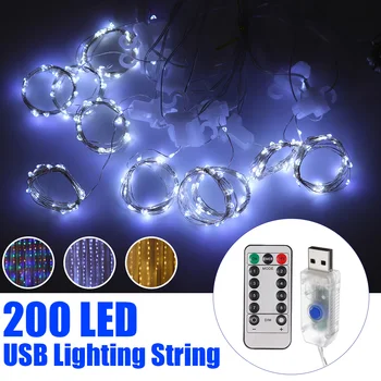 

300CM*2M USB 8 Modes Remote Control 200 LED Curtain String Light with 10 Hooks for Festival Christmas Wedding Decor
