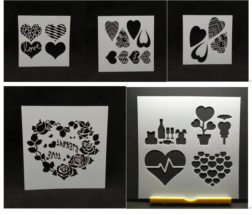 13*13 трафареты из ПВХ с надписью Love heart для рукоделия трафарет рисования украшение