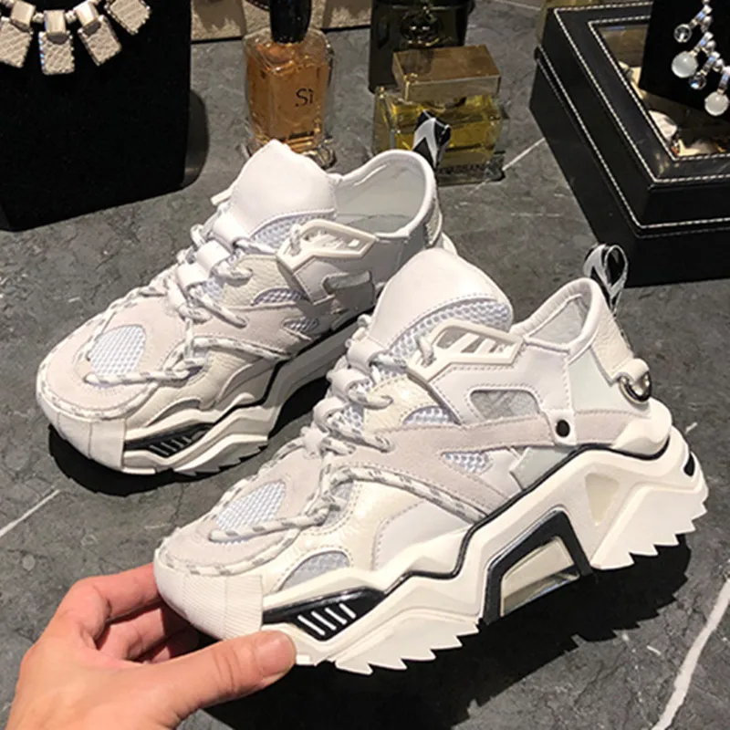 Ins/ Популярные кроссовки; дышащая обувь; женская обувь на шнуровке; Zapatos De Mujer; повседневная женская обувь на толстой подошве; модные кроссовки