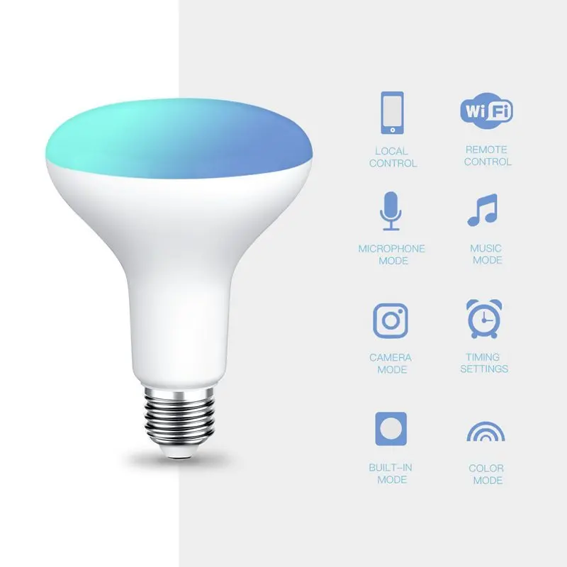ABUI-WiFi BR30 LED Flood Light Bulb, Tunable White& Color Changing Smart Flood Light Bulb, Compatible with Alexa& Google Home