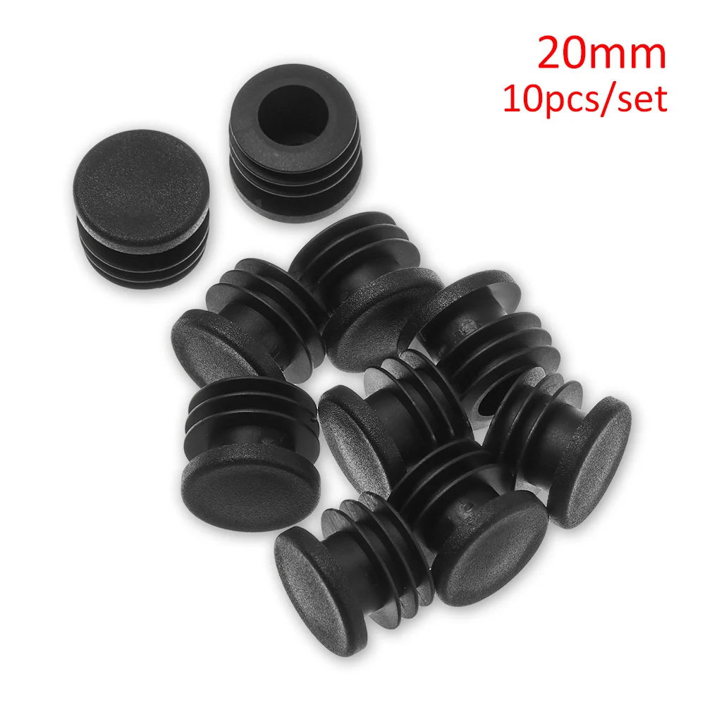 Set of 10 Black Non-Slip Round Chair Leg Caps - Protective Furniture Feet Covers