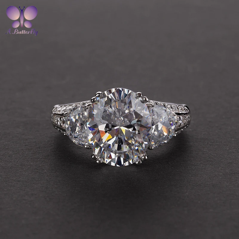 

Высокоуглеродное имитационное алмазное овальное кольцо с искусственным цветным драгоценным камнем 4ct, Женское Обручальное кольцо из стерлингового серебра 925 пробы, ювелирные изделия