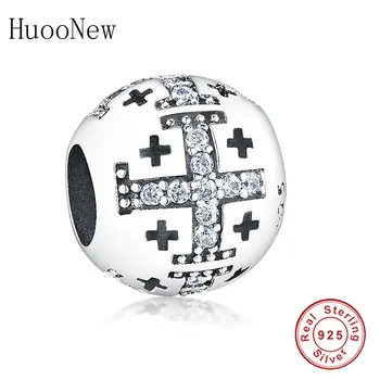 

Clear Crystal Cross Of Jerusalem Bead Cristian Fit Original Charms Bracelet Pulsera 925 Sterling Silver Jewelry Berloque