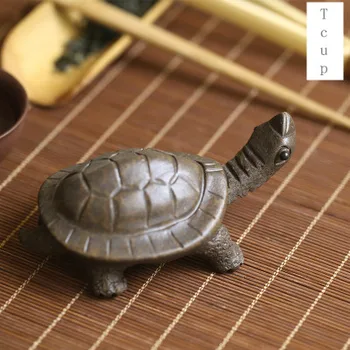 

New Yixing Zisha Tea pet Boutique Purple sand Tea Accessories Handmade Small Sculpture Tea Play Bronze Mud Turtle