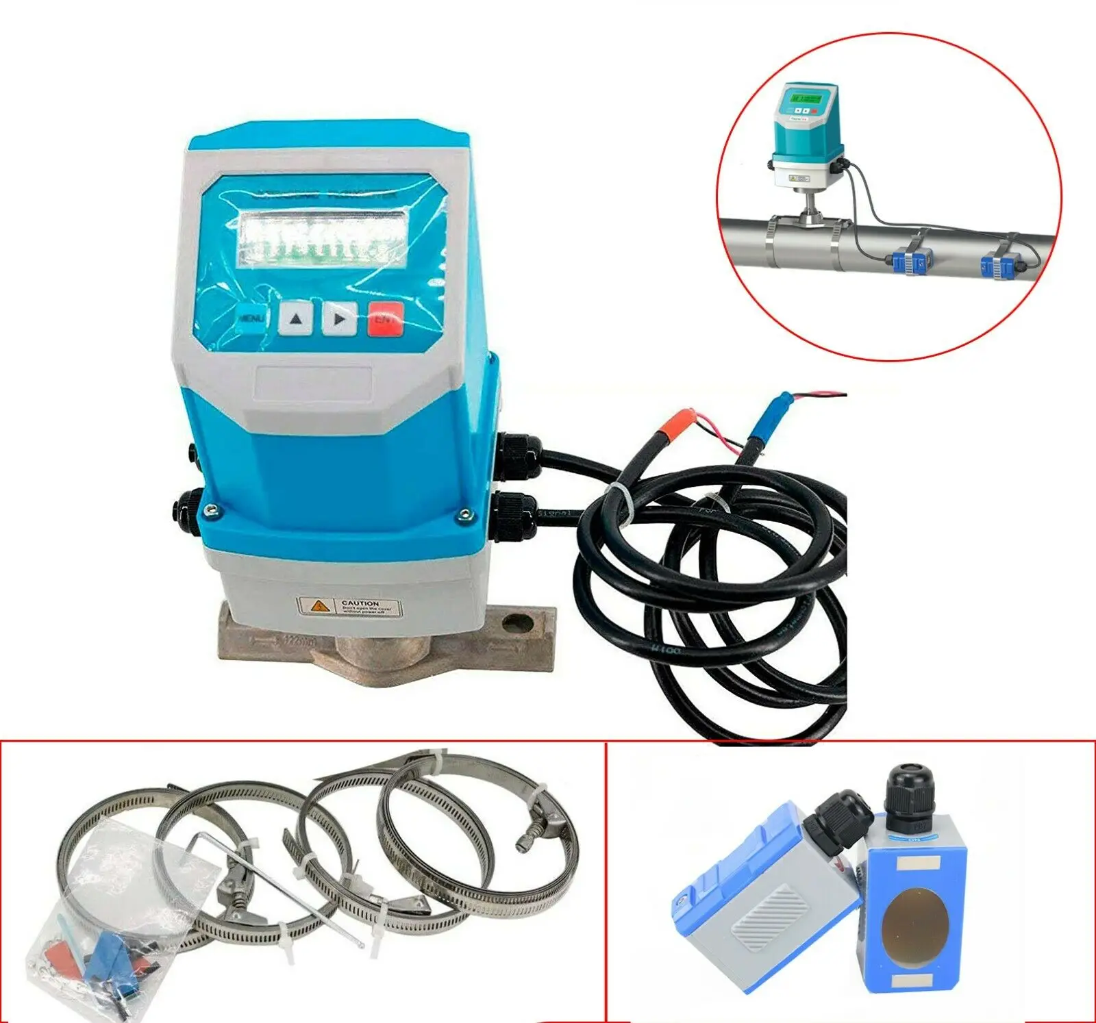 

Portable Digital Waterproof Fixed Ultrasonic Flowmeter TUF-2000F+TM-1 Flow Meter with Clamp-on Sensor TM-1 DN50-700mm