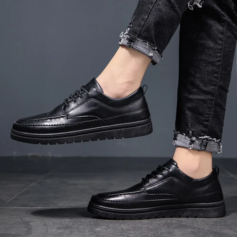 Men Shoes British Leather sneaker Business Driving Casual Lace Up Breathable shoes Outdoor Comfy Fashion Autumn Soft *Y0885