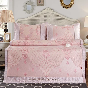

Bed Sheet Jacquard Printing Pink Square Sheet 150/180cm Summer Sleeping Mat Covers Luxury Cold Sheets for Kids No Pillowcases