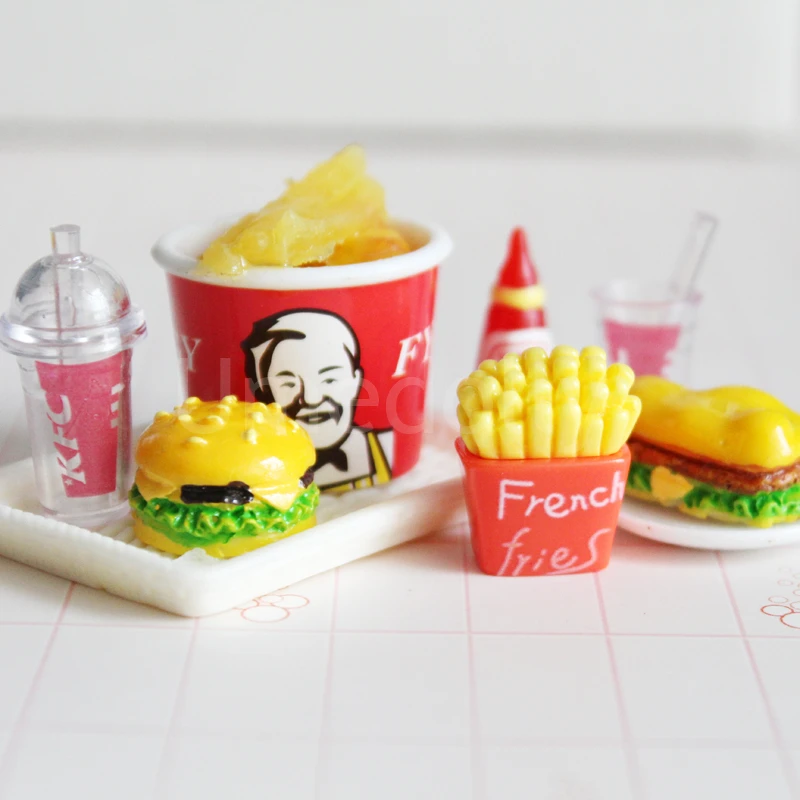 Toy Miniature Dollhouse Kitchen-Accessories Mini Hamburger Fast-Food 1/6-Scale Pretend Play