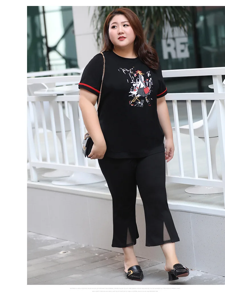 TUHAO Summer Women Office Lady Elegant Black Pants Casual High Waist Women Plus Size 7XL 6XL 5XL 4XL Elastic Capri Female WM55