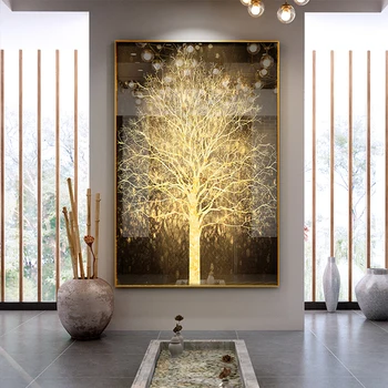 

DDHH Golden Pachira Macrocarpa Money Tree Art Canvas Painting Wall Picture For Living Room Photo Print Home Decor