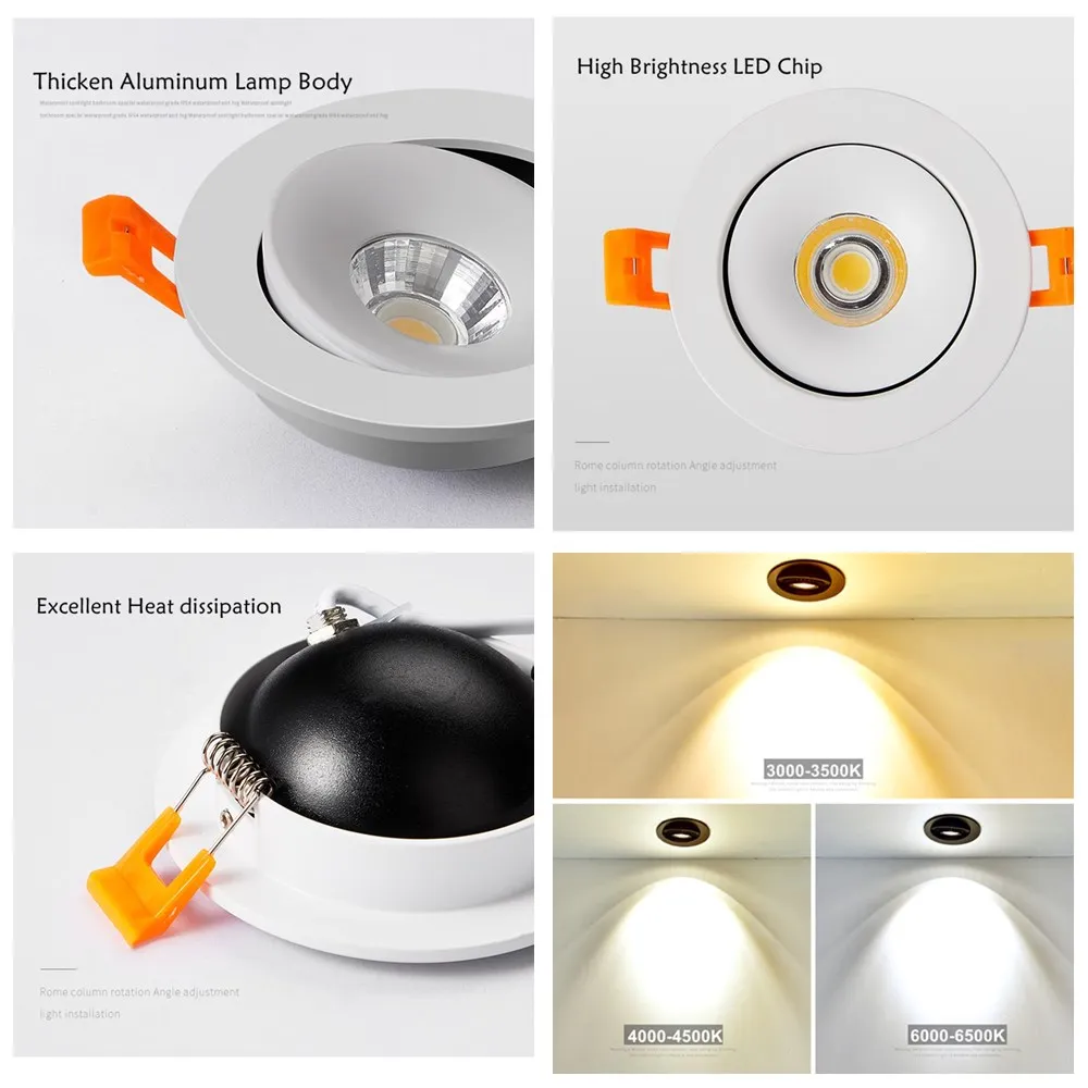 LED Ceiling Lighting led downlight recessed ceiling spotlight ceiling lamps 12W 7W 5W Recessed led Downlight Ceiling Lamps for Living Room LED Spotlight Panel Lights Kitchen Lamp