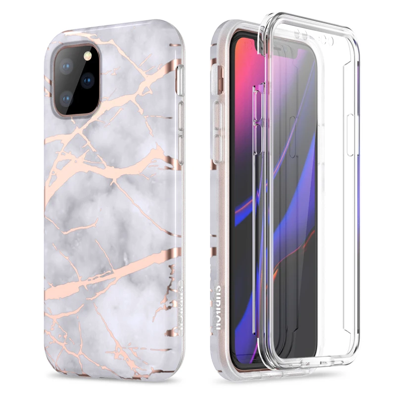 Роскошный мягкий чехол для iPhone 11 Por Max, чехол для iPhone 11, мраморный чехол, встроенная пленка, жесткая рамка, противоударный защитный чехол 360 C - Цвет: Black ash