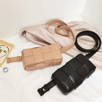 

New Trend Small Woven Belt Bag Plaided Mini Waist Bags for Women Stylish Chest Belt Bag Daily Cool Bag Ladies Purse and Bags Hot