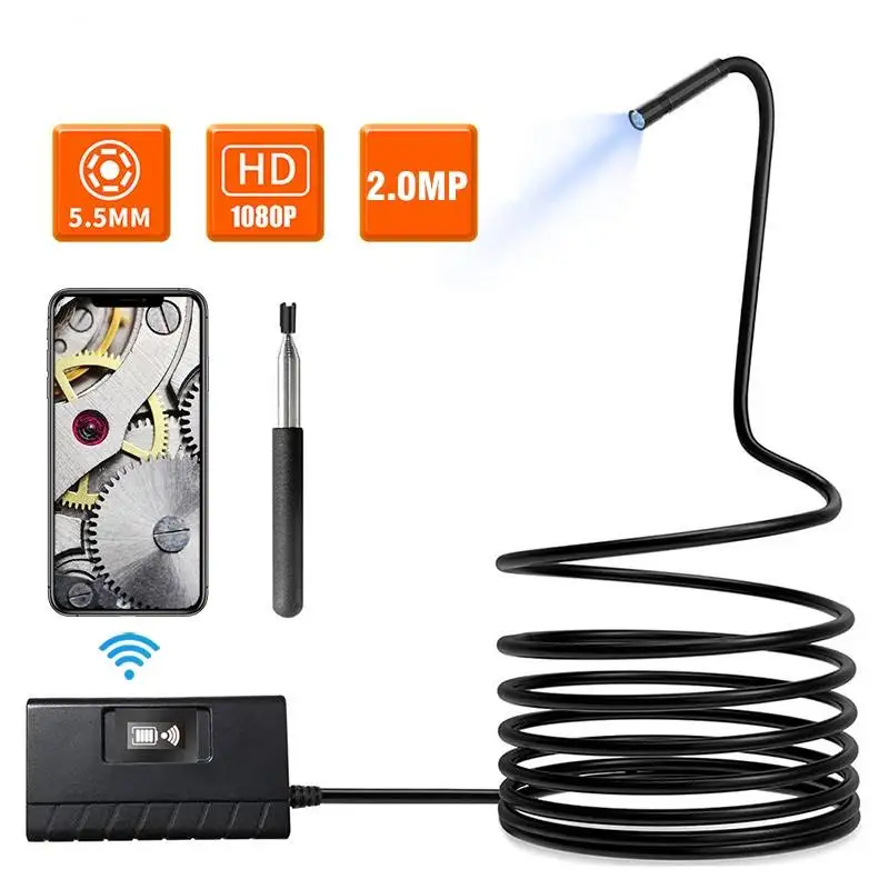 

1080P HD Endoscope Camera 5mm Telescoping Wifi Borescope Camera Semi-Rigid Snake Camera USB Borescope IOS For Iphone Tablet