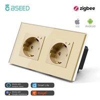BSEED-Enchufes de pared ZigBee individuales, enchufe inteligente de doble potencia, Control por aplicación Google Smart Life, Triple enchufe Alexa, estándar de la UE