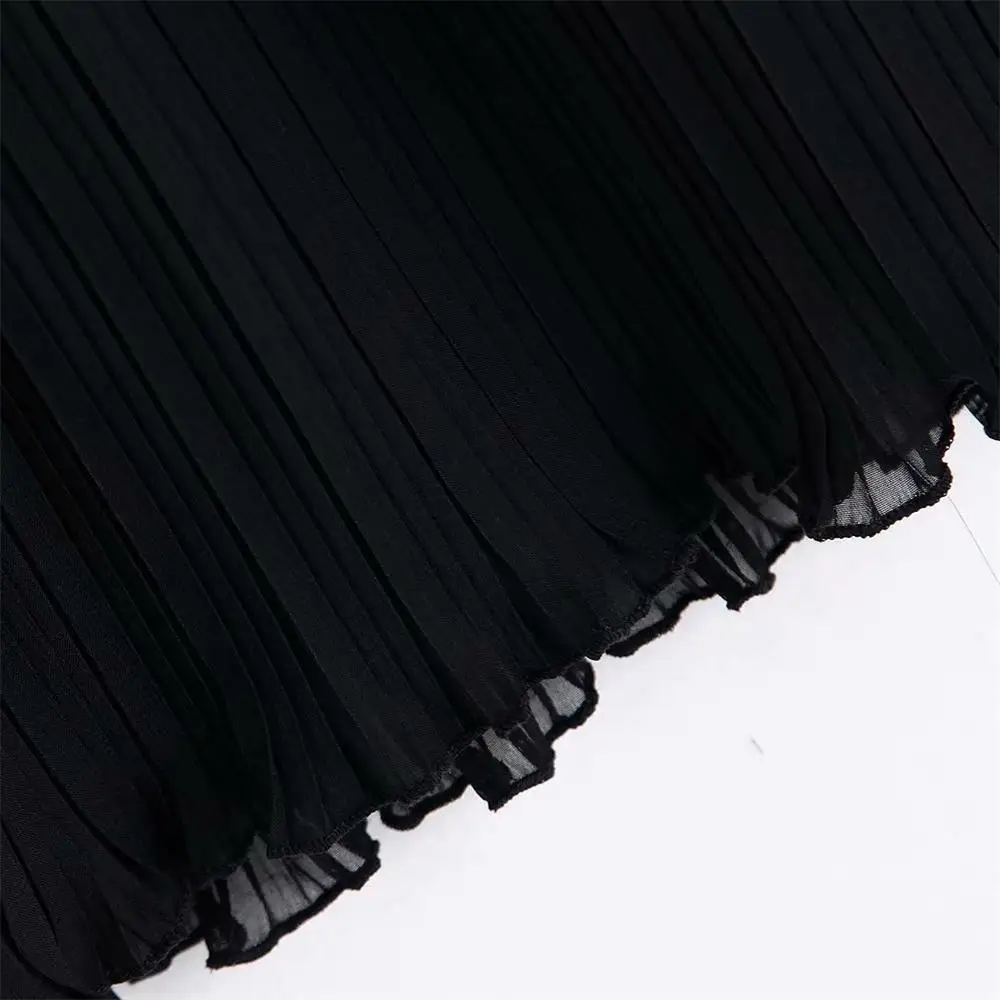 Новое плиссированное платье средней длины из искусственной кожи с v образным